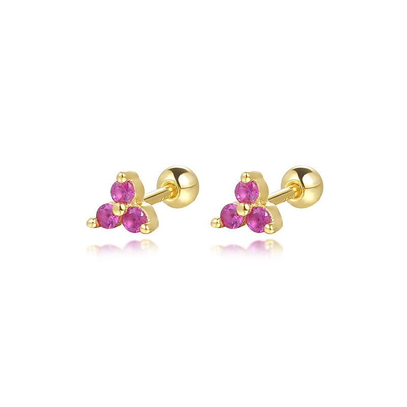 925 Sterling Silver Cartilage Stud Women's Earrings Zircon Flower Ear Lobe Tragus Helix Lip Rings Jewelry