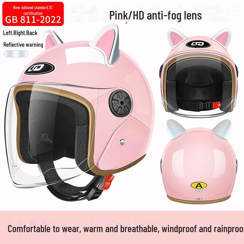 3C Certified Electric Bike & Motorcycle Helmet with Double Windshield - All-Season, Warm Safety Half Helmet