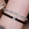 Beautiful Crystal Obsidian Aquamarine Bracelet, Natural and Authentic, Extremely Attractive and Exquisitely Crafted