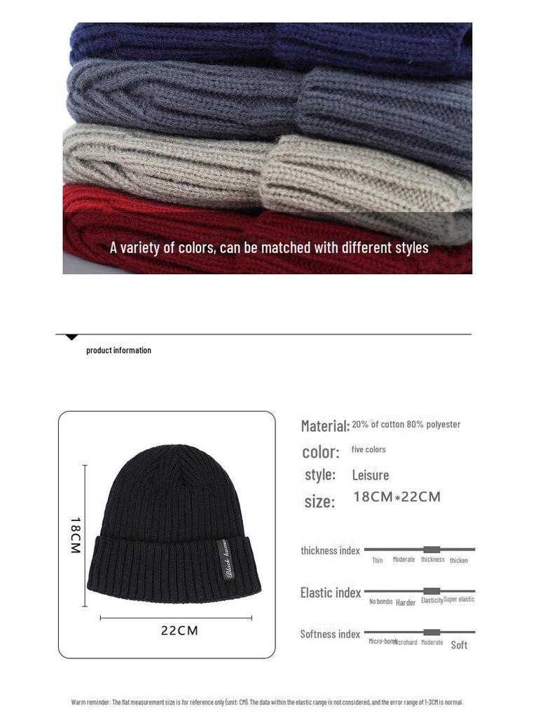 Men's Winter Knitted Wool Hat - Thickened, Warm, Ear Protection, Windproof, Outdoor Hood.