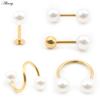 1PC Stainless Steel Pearl Ball Lip Labret Nose Ring Daith Ear Septum Tragus Cartilage Helix Hoop Earring Piercing Body Jewelry