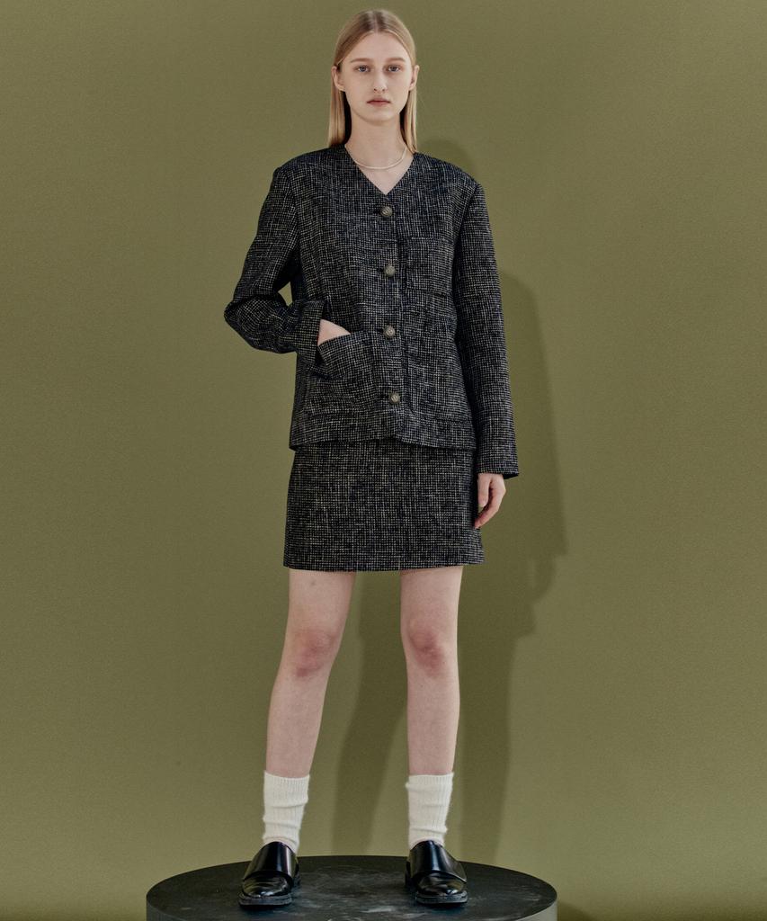 Enor Tweed Mini Skirt - Black