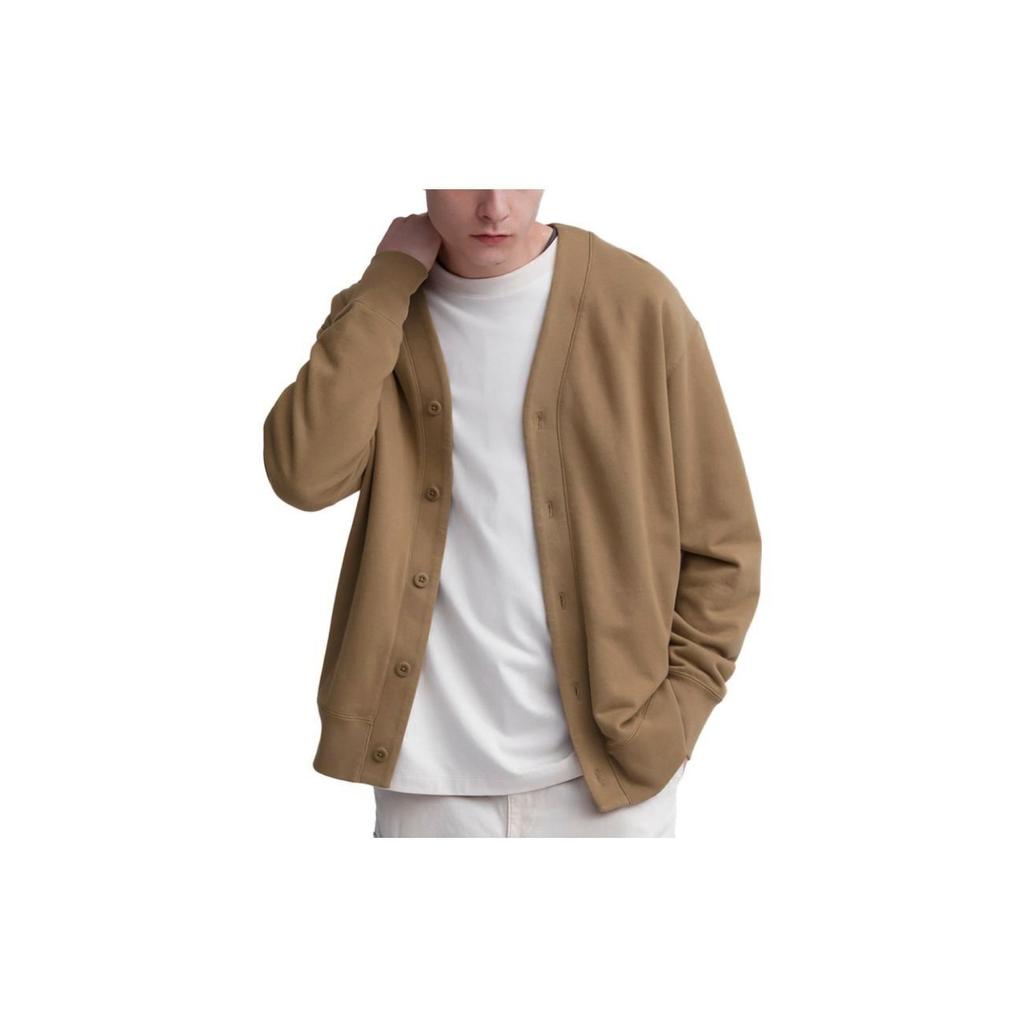 Uniqlo Повседневный свободный вязаный свитер с длинным рукавом Унисекс топ Темно-бежевый 462199-32