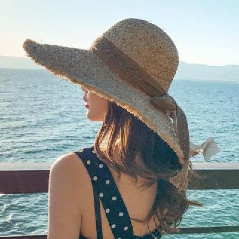 Ins Internet celebrities Celebrity Big Edge Lafite Hat Fashion Temperament Big Eaves Beach Hat Shade Sunscreen Hat