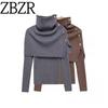 Za New Fall Women's Clothing 2025 Fashion Wind Fashion Two Pieces Metal Buckle Long Sleeves Knitwear Uwg950209