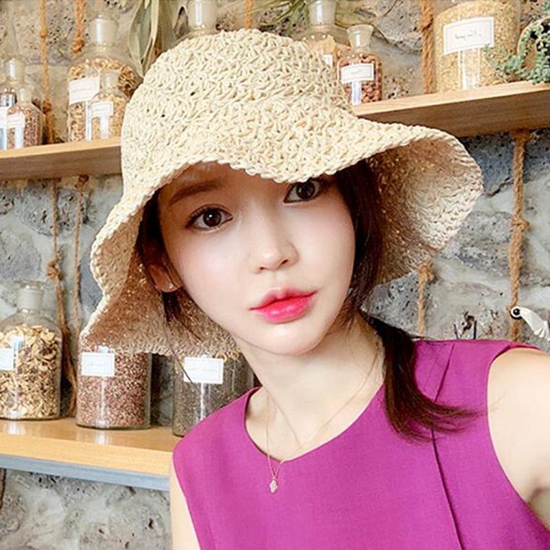 Соломенная шляпа, закрывающая лицо, большая окружность головы, плетеная шляпа от солнца, женская летняя соломенная плетеная солнцезащитная шляпа для пляжа, складная