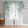 Abstract Sage Green Leaves Branches Sheer Curtains for Living Room Decoration Window Curtain Kitchen Tulle Voile Organza Drapes