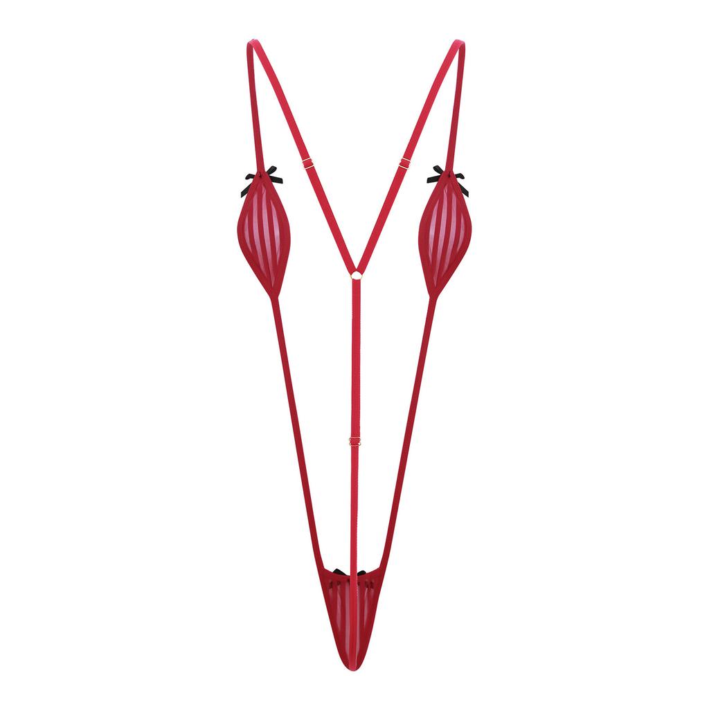 Womens Micro Bikini Halter Bodysuit T-back Monokini Swimwear Nightwear