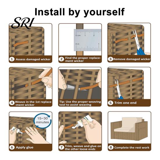 DIY Wicker Repair Kit 120FT Synthetic Embossing Rattan Fix Materials Waterproof Chair Basket Furniture Plastic Flat Supplies