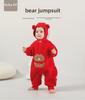 Красный флисовый детский комбинезон: Полная луна, 100 дней, один год - дизайн новогоднего благословения в виде медведя
