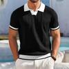 Summer Fashion Contrast Color Knitted Polo Shirt Mens Casual Turn-down Collar Knit Tops Men Vintage Short Sleeve Jumpers