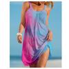 Летнее Радужное Цветное Пляжное Платье с Принтом Tie Dye Женские Платья Без Рукавов Праздничная Пляжная Одежда Для Девочек Слинг Миди Вечернее Платье Одежда