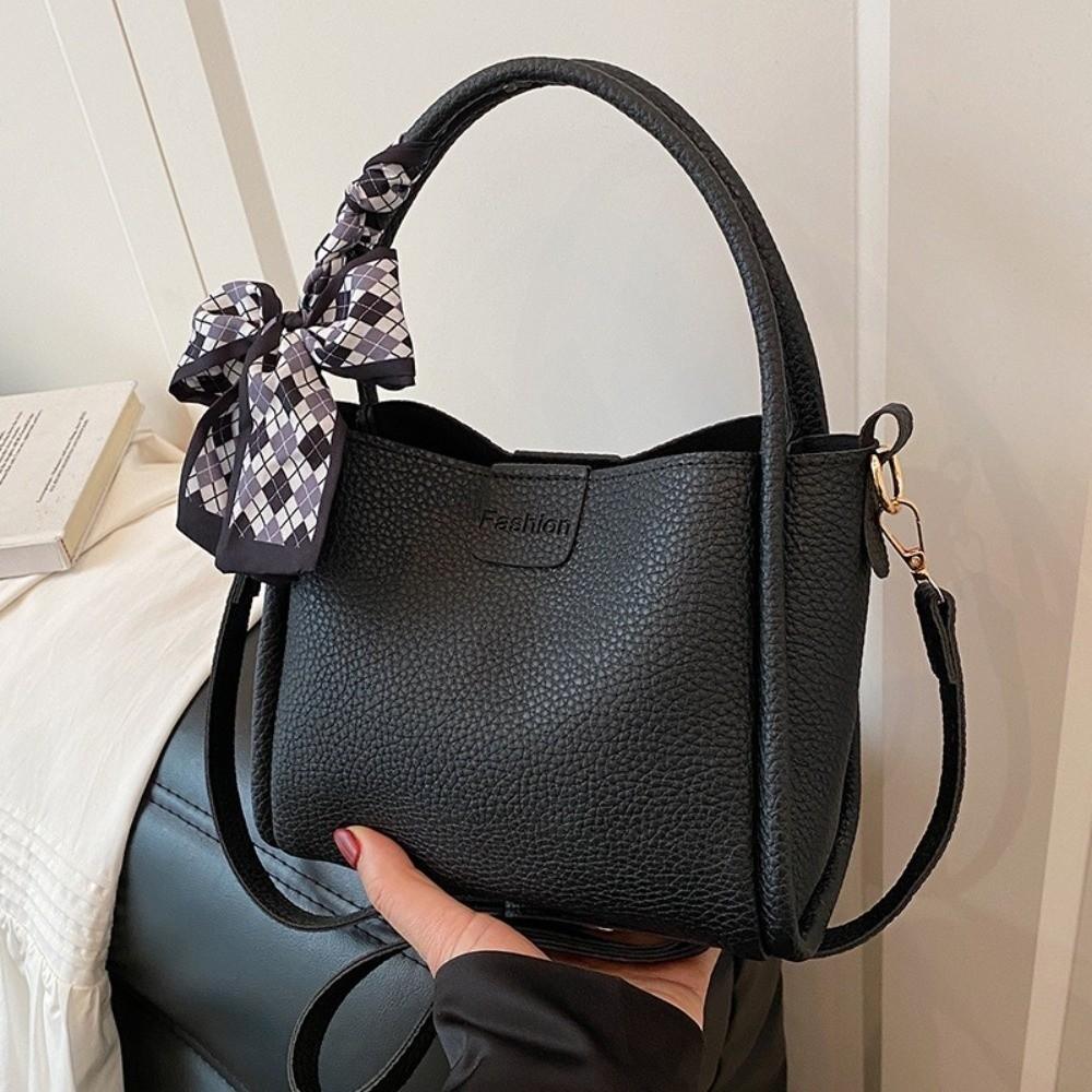 Minimalist Pu Leather Bucket Bag Solid Color Women 's Handbag Casual Crossbody Bag Women