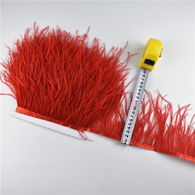 Feather1M 5M 10Meters Ostrich Feather Skirt Fringe Trims 10-15CM Ostrich Feather Ribbon Feathers for Crafts Wedding Feathers Decoration