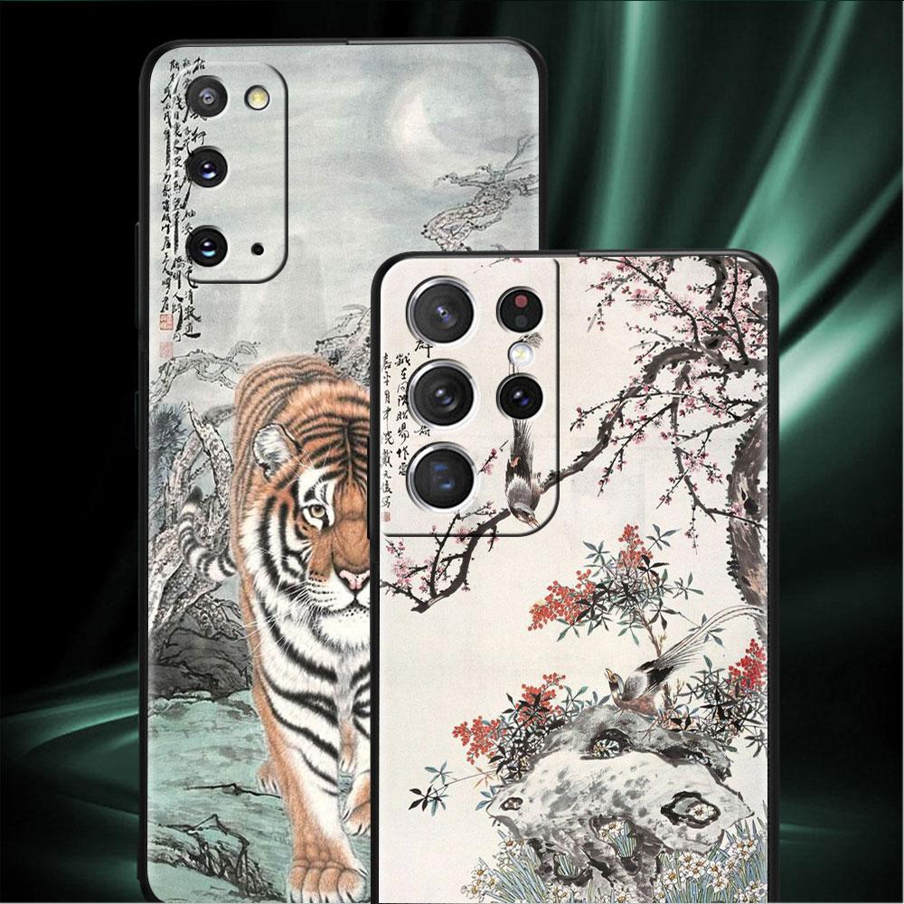 Чехол для Samsung Galaxy S20 S22 Ultra S21 FE S10 S9 Plus Note 20 10 Lite 9 мягкий чехол для телефона Tiger Crane ART