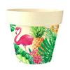 [Q6423] - Multicolored Green 'Jungle Tropical' Bamboo Plant Pot (Flamingo) -  10. 5x9. 5 Cm