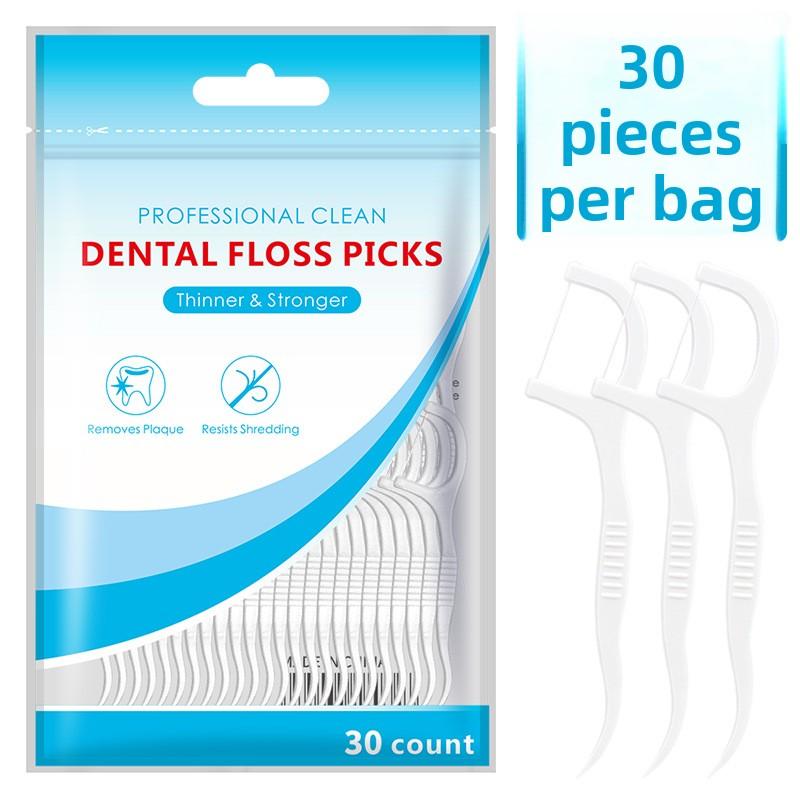 Высокопрочные пластиковые зубочистки с зубной нитью 50-80 штук в упаковке для гигиены полости рта