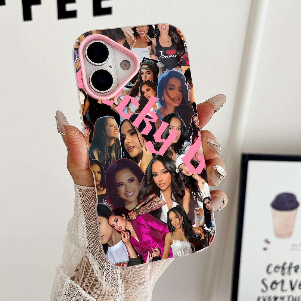Модный прозрачный чехол для мобильного телефона Becky G Jelly с двойным слоем, розовый, для iPhone 17 16 15 14 13 12 11 Air Pro Max Plus, защитный