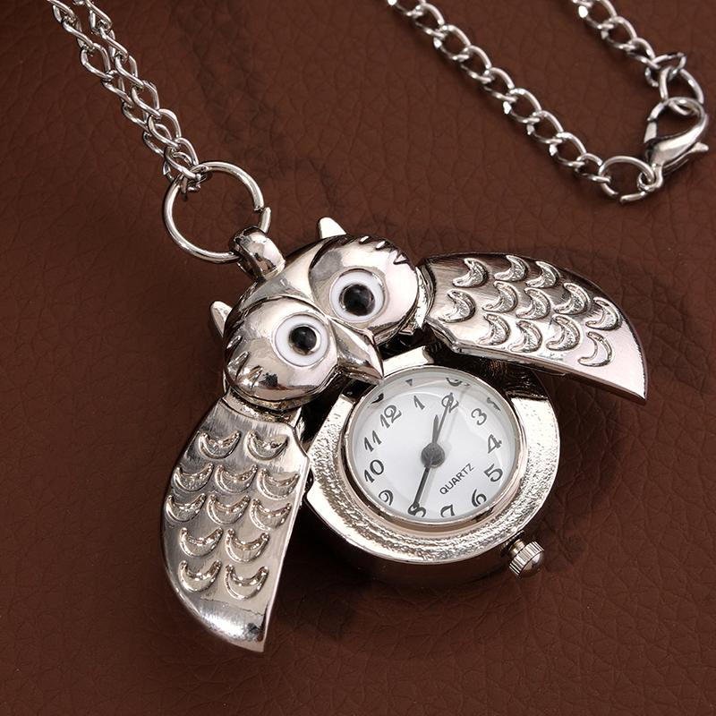 Модный корпус часов с изображением совы, серебристые кварцевые карманные часы, идеальный выбор для подарков женщинам и мужчинам