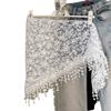 Hollowed-out Tassel Hip Curtain Lace Trim Triangular Headscarf Trendy Apron Wrap Skirt  for Women