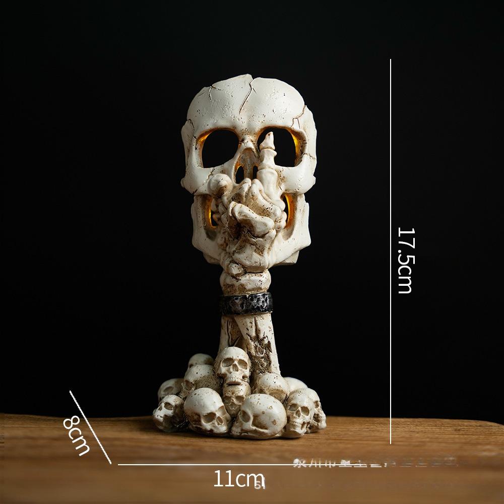 Жуткий подсвечник для чайной свечи, украшения на Хэллоуин, ужасный скелет, череп, подсвечник для чайных свечей, подсвечник из смолы, готический домашний декор