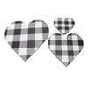 3Pcs Heart Shaped Wood Sign Plaid Wooden Wall Decor Rustic Hanging Plaque for Kitchen Bedroom Bathro