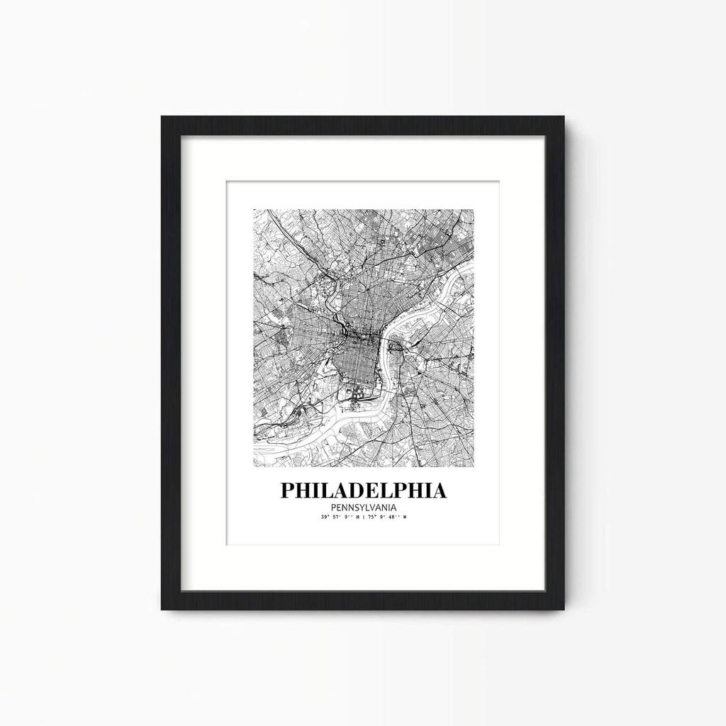 Eleville 8X10 Unframed Philadelphia Pennsylvania City View Abstract Road Modern Map Art Print Poster Wall Office Home Decor Minimalist Line Art