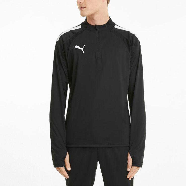 Puma Мужской футбольный топ Teamliga с молнией до середины груди, топ, Черный Белый 657236-03