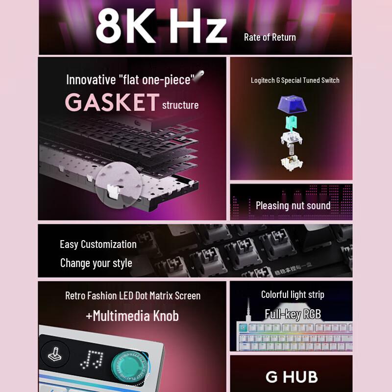 Logitech G316 X 98-клавишная 8K проводная механическая клавиатура с возможностью горячей замены