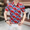 High-End Feel T-Shirt 2025 Summer New Short Sleeve Men's Casual Full Floral Print Non-Iron Slim Fit Polo Shirt with Turn-Down Collar
