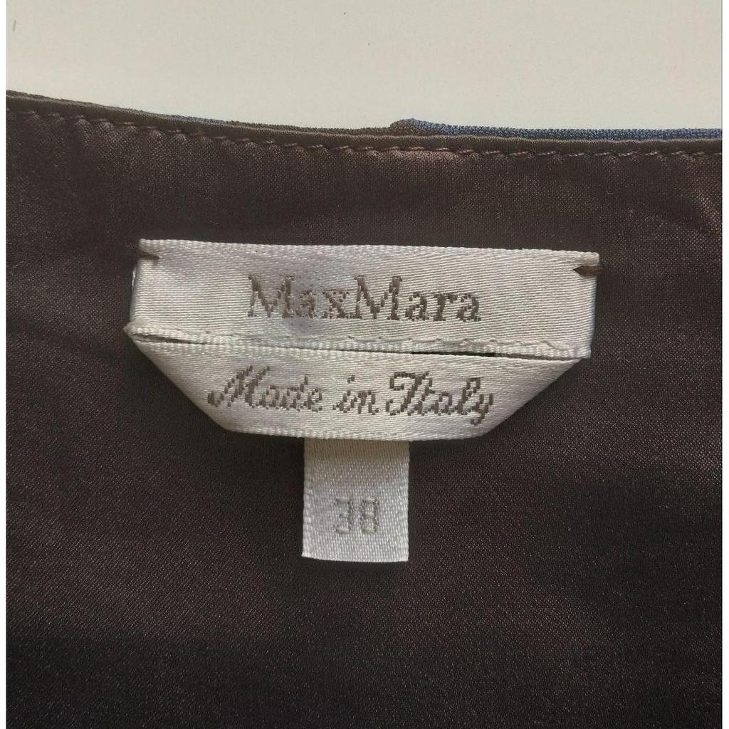 Б/у Max Mara Белая бирка Платье с запахом длинное Длинный рукав Цветочный узор Синий 38