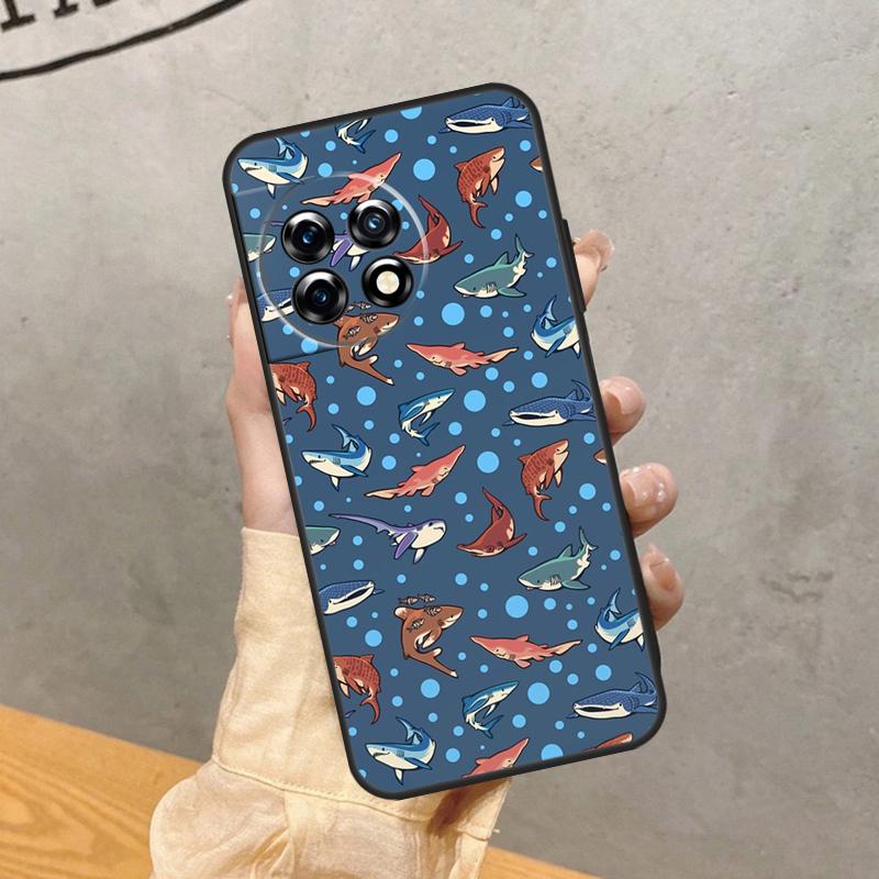 Cartoon Sharks Case For OnePlus Nord 5 CE 2 3 4 Lite N20 N30 OnePlus 15 15R 13 12 11 12R 13T 10T 13R Cover