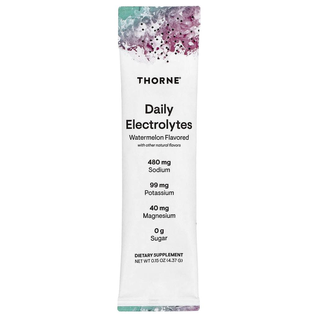 Thorne Daily Electrolyte, Watermelon, 30 Stick Packs, 4.37g (0.15oz) Each