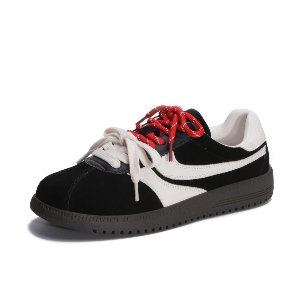 Красные немецкие тренировочные туфли женские 2025 весна и осень новая плоская подошва корейская версия в стиле колледжа повседневная спортивная обувь женская о