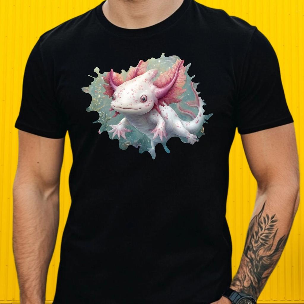 T-Shirt Herren Axolotl Motiv Baumwolle Größe S bis 5XL