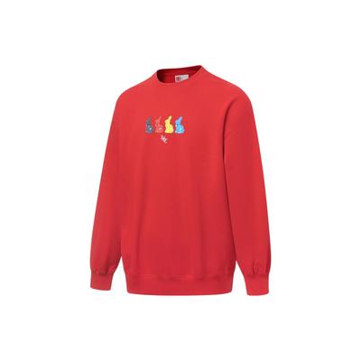 Толстовка с круглым вырезом и длинными рукавами Li Ning Cartoon Print, унисекс, малиново-красная AWDT315-1