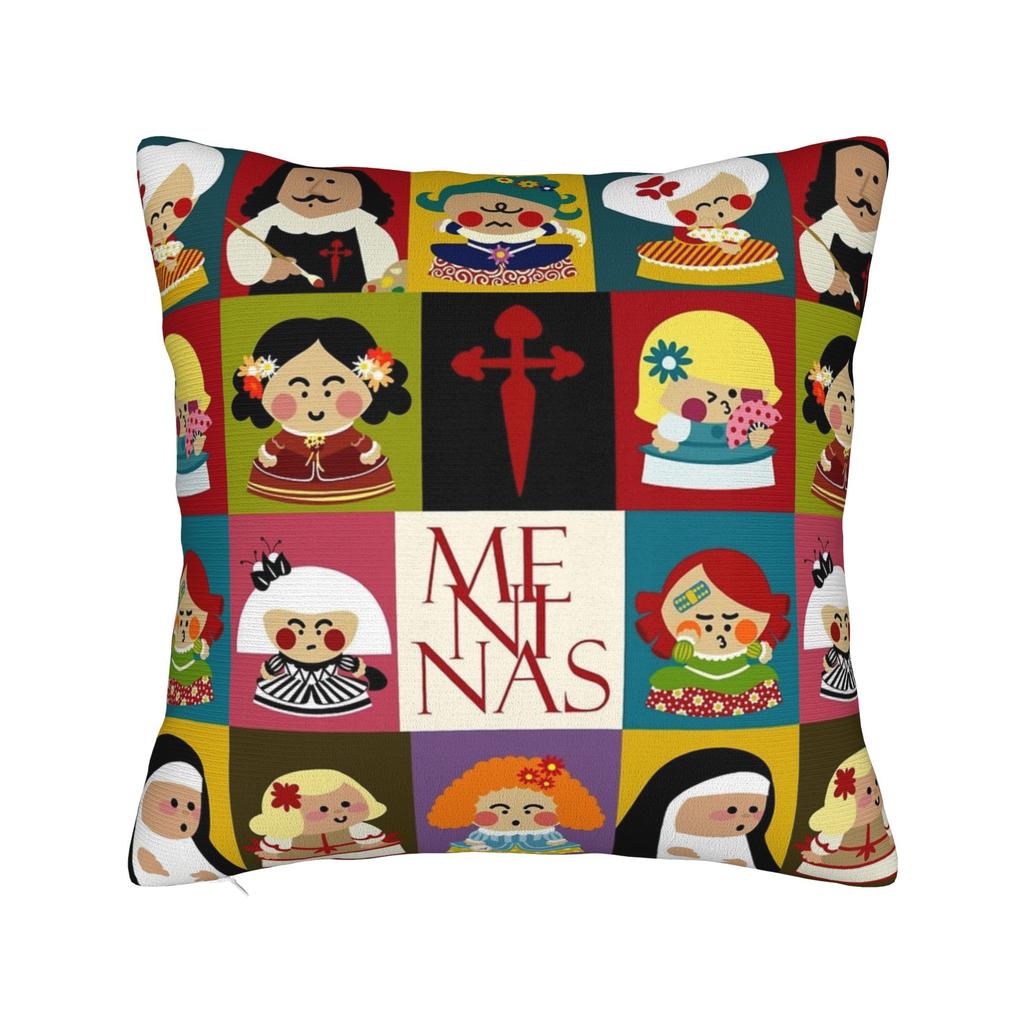 Las Meninas Velazquez Menina Pillowcase Printed Fabric Cushion Cover Decorations Cute Chibi Art Throw Pillow Case Cover Zippered