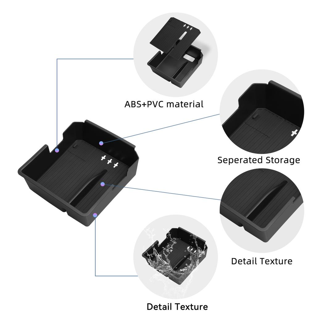 LUCKEASY for BYD M6 2024 2025 Center Console Armrest Storage Box Car Central Tray Organizer Accessories Stowing Tidying Black