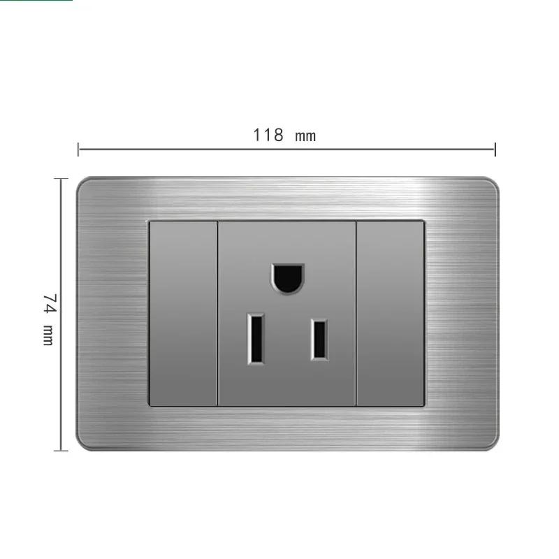 Американский стандарт настенный выключатель света розетка универсальная вилка с usb американская нержавеющая сталь 2-канальная панель розеток 118*74 м компьютер