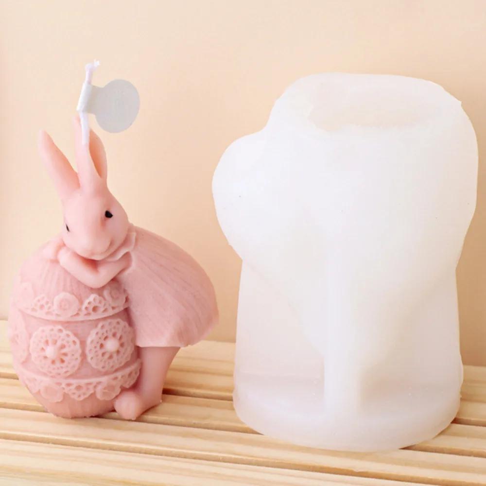 DIY Милый Кролик Инструмент для Изготовления Свечей Пасхальное Яйцо Мыло Кристалл Силиконовая Форма Ароматическая Свеча Декор Животное Роспись Гипсовая Кукла Подарок CDN
