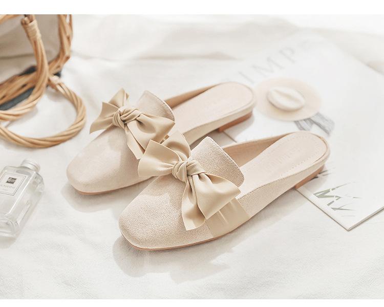 Весна и лето новая сумка голова большой размер тапочки голова сумка половина тапочки плоская подошва модные универсальные бант одинарная обувь женщины