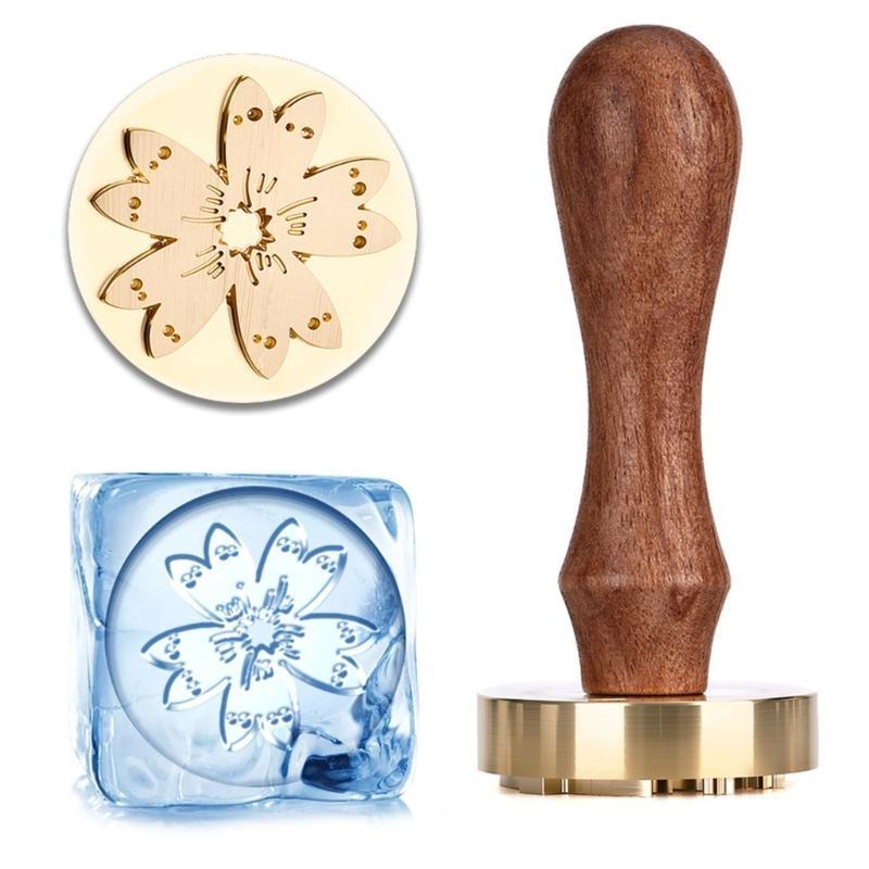 Retro Carved Metal Ice Stamper Handle Ice Embossing Tool For Ice Dessert