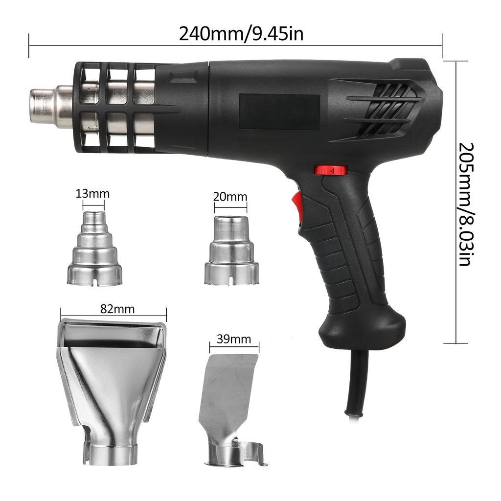 Машина горячего воздуха 1600-2000 Вт Комплект машины для нагрева горячим воздухом с двойной настройкой температуры (122℉~1012℉)