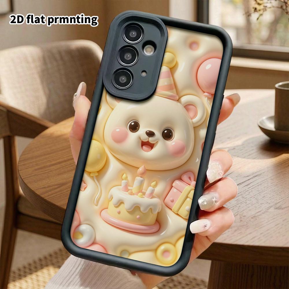 Phone case: 2D flat, fits Samsung Galaxy A34 A35 M05 M06 S20 S22 S21 FE Plus 5G, birthday teddy bear, perfect Christmas and Halloween holiday gift