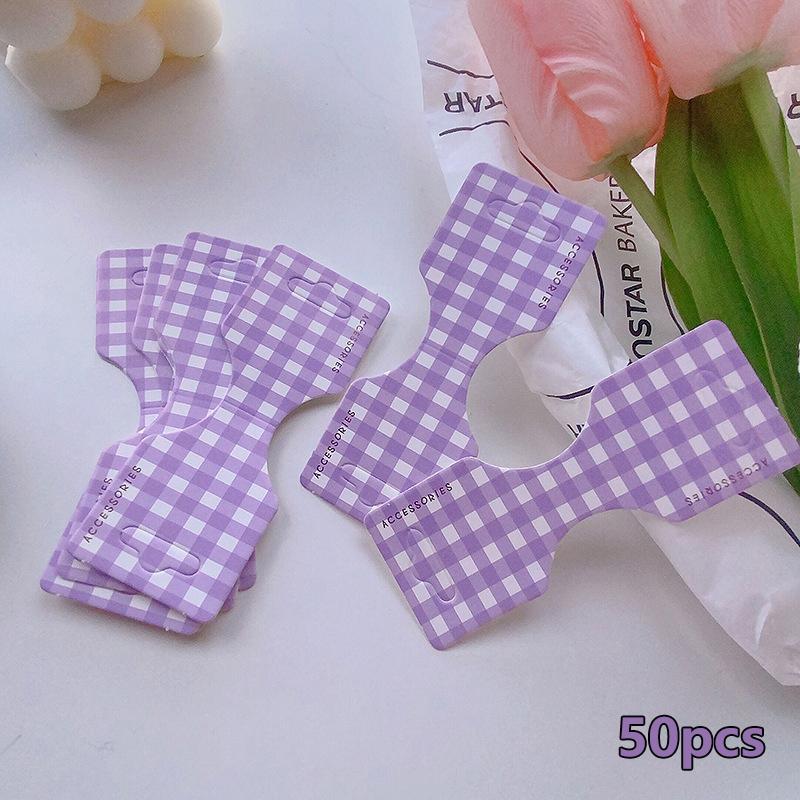 50 шт. цветная решетчатая сложенная пополам карточка аксессуары для волос картонная демонстрационная карточка этикетки веревка для волос упаковочная карточка подвесная бирка этикетка