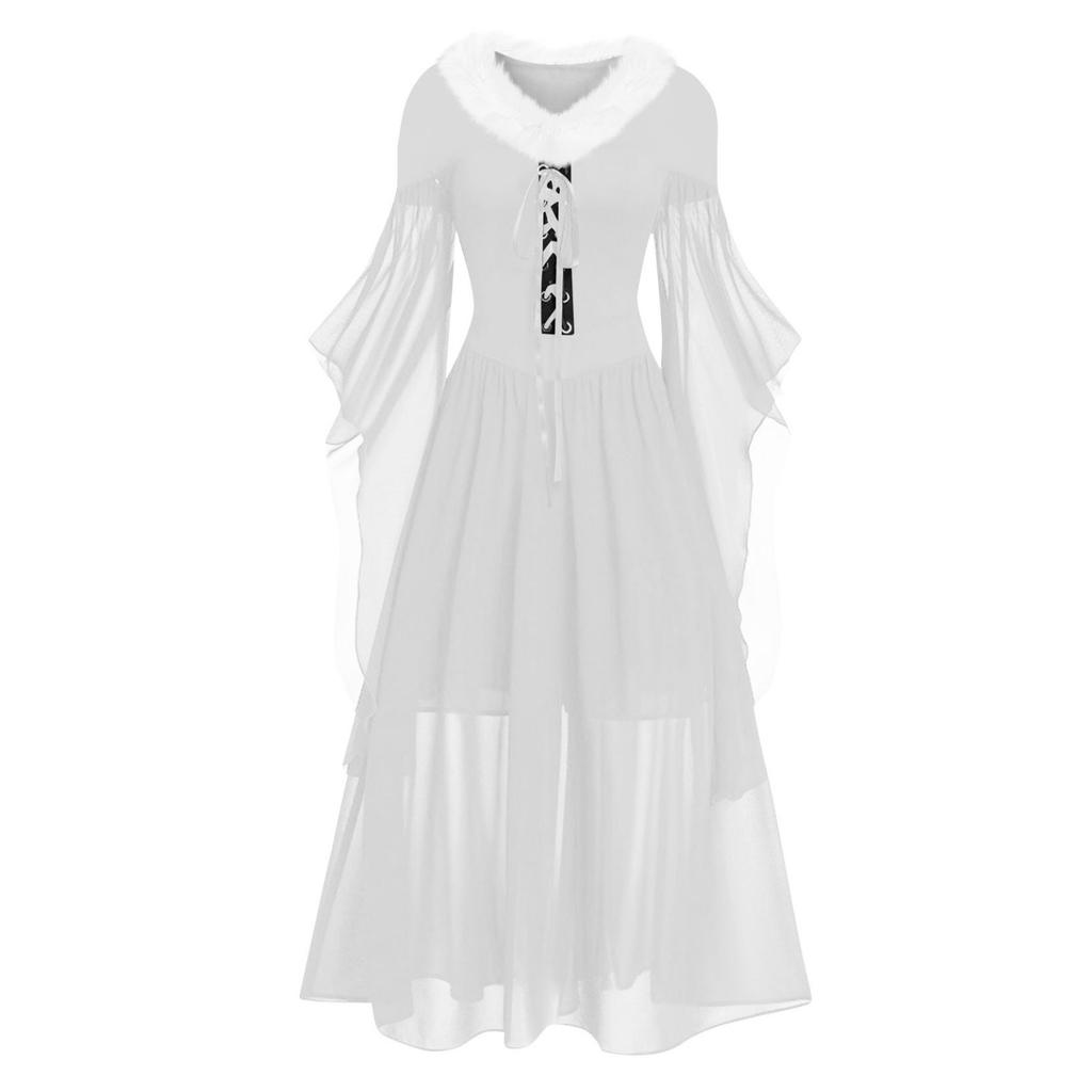 Женское повседневное платье больших размеров с открытыми плечами, однотонное шифоновое платье с рукавами-бабочками в готическом стиле