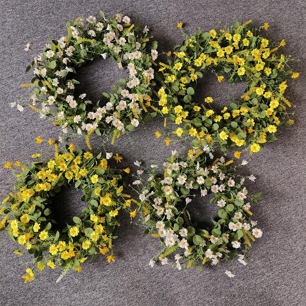 ABS Colorful Wildflower Spring Summer Door Wreath 40cm Drieds Flower Plastic Artificial Wreath Party