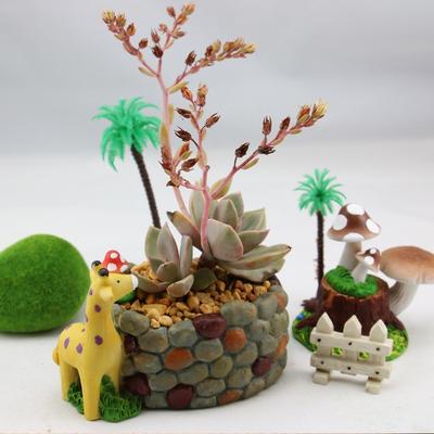 Цветочный горшок из смолы с несколькими видами мяса, Жираф, булыжник, цветок, мох, украшения из смолы для балкона с несколькими видами мяса