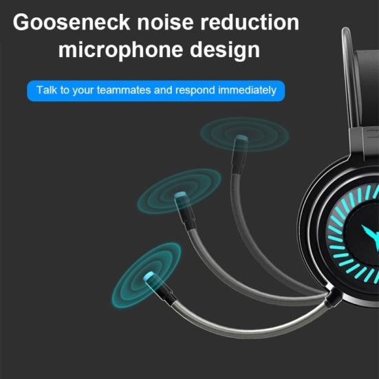 G58 Игровая гарнитура со светодиодной подсветкой, проводные стереонаушники с басами и микрофоном для ПК/ноутбука