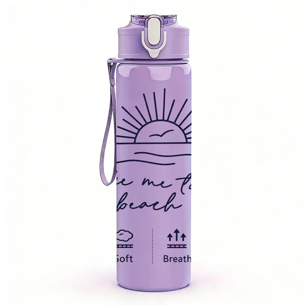 1PC Take Me To The Beach Sun 750ml Color Plastic Sports Water Bottle Leakproof Flip Straw Lid Suitable for Sports Office Home Use